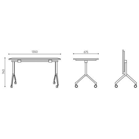Dimensions table mobile rectangulaire - Orte