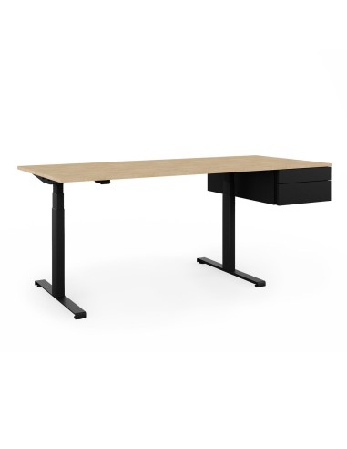 Bureau assis debout plateau bois et structure métal - Tables:hr