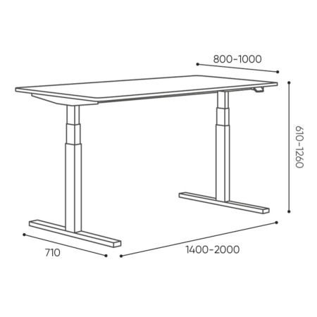 Dimensions bureau réglable en hauteur - Tables:hr
