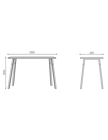 Dimensions table haute rectangulaire - Orte