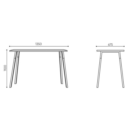 Dimensions table haute rectangulaire - Orte
