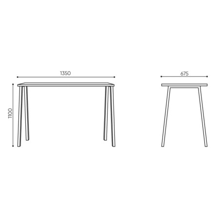 Dimensions table haute rectangulaire - Orte