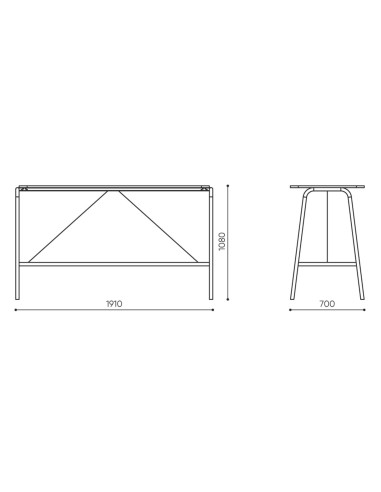 Dimensions table rectangulaire - Spin