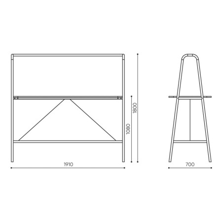Dimensions table haute structure métal - Spin