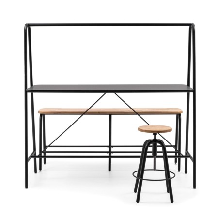 Table haute avec banc bois intégré - Spin