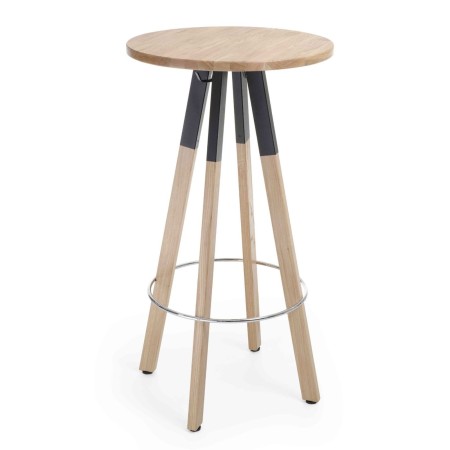 Tabouret haut design pieds bois et structure métal - Spin