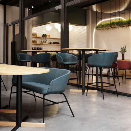 Table ronde pied central en restaurant moderne - Tables:croix
