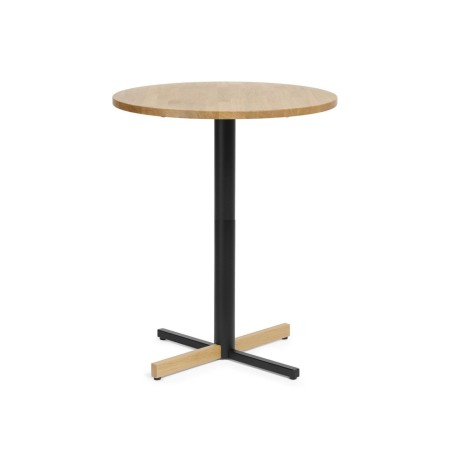 Table ronde pied central croix métal et bois - Tables:croix