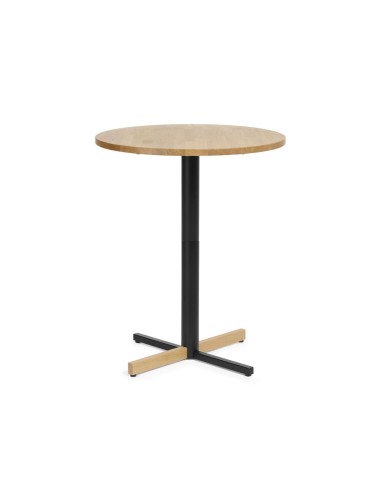 Table ronde pied central croix métal et bois - Tables:croix