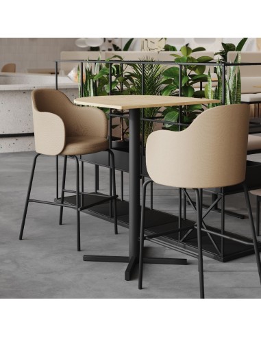 Table haute ronde avec tabourets rembourrés - Tables:croix