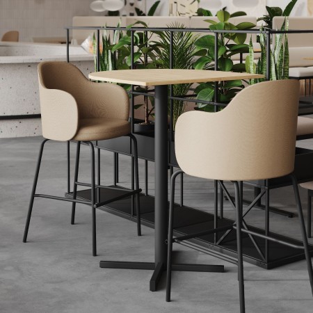 Table haute ronde avec tabourets rembourrés - Tables:croix