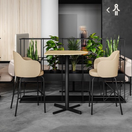 Table ronde pied central croix métal noir - Tables:croix 2