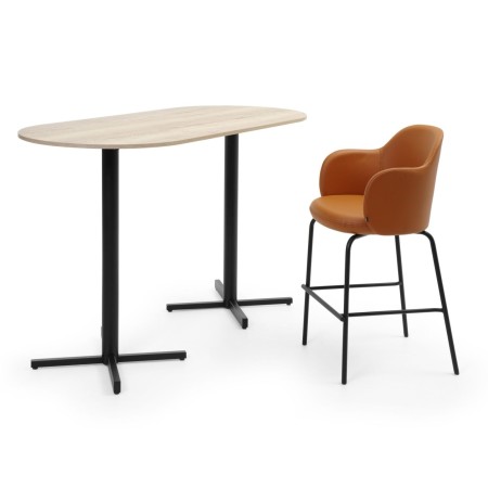 Table rectangulaire pied central croix avec chaise - Tables:croix