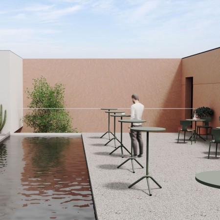 Table haute ronde extérieure en terrasse moderne - Tables:out