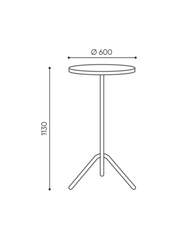 Dimensions table haute ronde extérieure - Tables:out