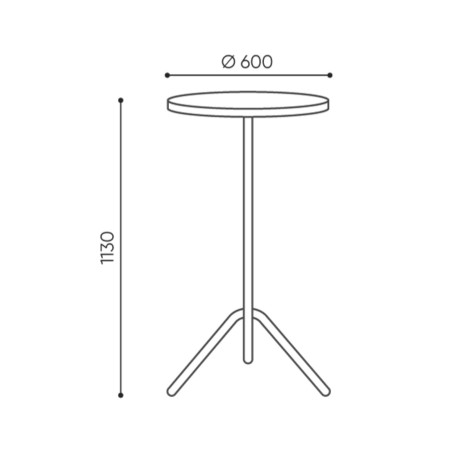 Dimensions table haute ronde extérieure - Tables:out