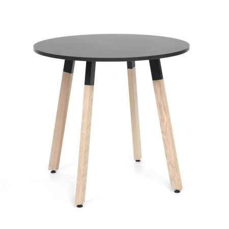 Table ronde design plateau sombre et pieds bois - Spin