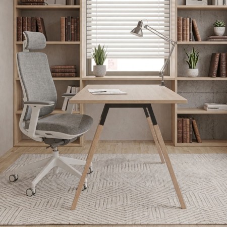 Table rectangulaire design plateau sombre et pieds bois - Orte 2