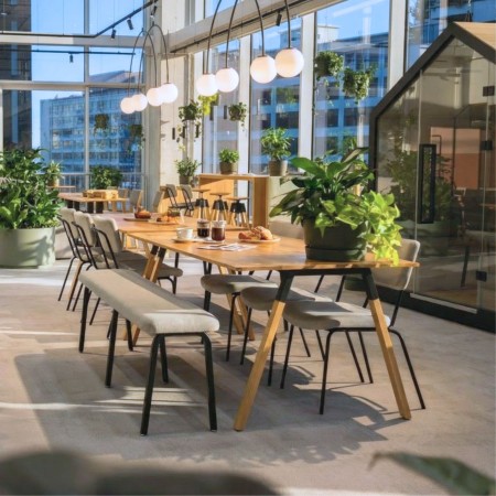 Banc Spin LU 12L assise tapissée tissu et piètement acier 2