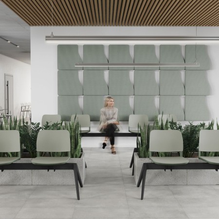 Salle d'attente avec banc Volo 4 places aspect professionnel plastique