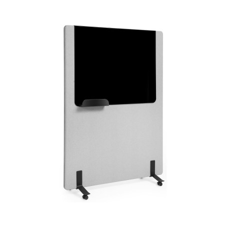 Écran acoustique mobile gris avec porte accessoire et roulettes Selva Free SV mobile board.