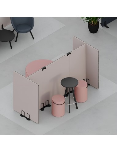Bureau partagé avec cloisons de réduction de bruit pour travail paisible design Selva