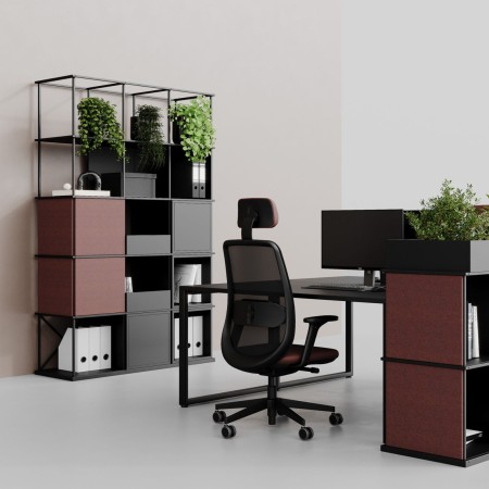 Espace de coworking à Zurich aménagé avec étagères modulables Saar 3x5.