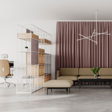 Étagères Saar Modules 3x5 utilisées pour structurer un open space à Lausanne.