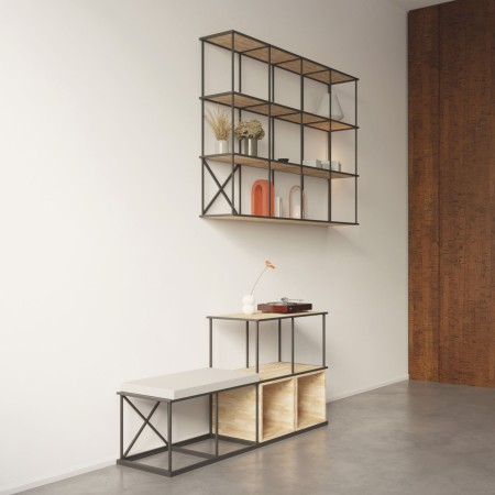 Aménagement d’open space avec étagères Saar en acier à Zurich.