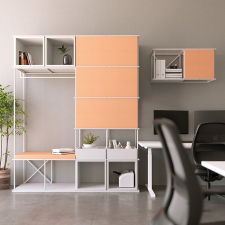 Étagère vestiaire modulable 4x5 en acier noir avec penderie intégrée Saar Modules SM CS. 2