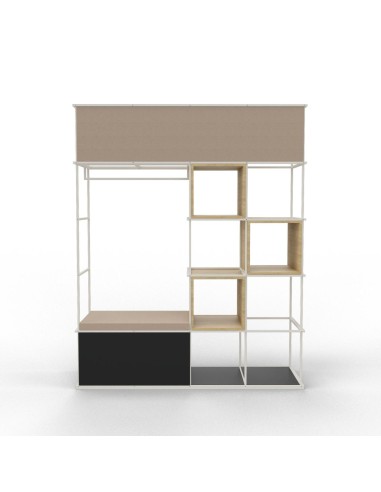 Meuble Saar utilisé comme vestiaire et rangement dans des bureaux 4x5.