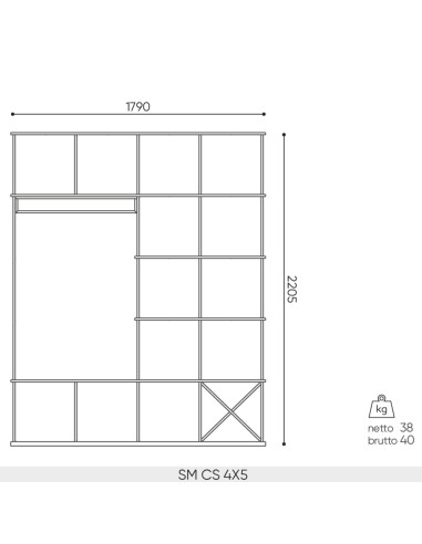 Plan dimensions étagère Saar Modules SM CS 4x5