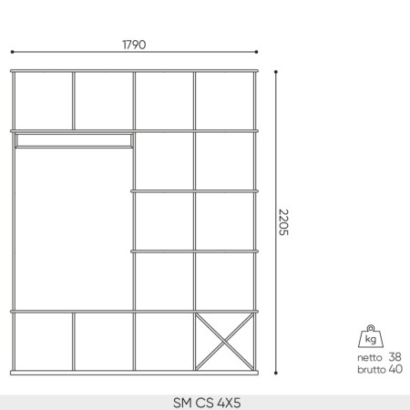 Plan dimensions étagère Saar Modules SM CS 4x5
