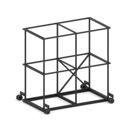 Étagère mobile Saar SM RS 2x2 en acier sur roulettes, finition noire.