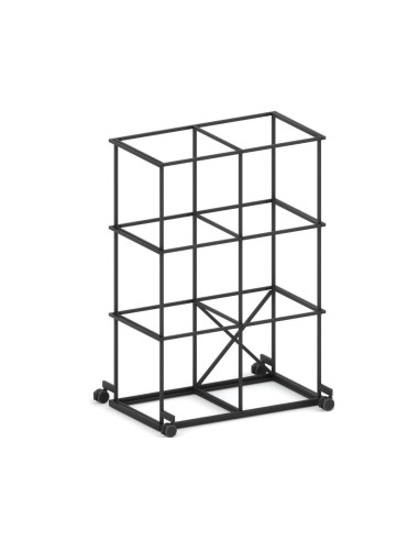Étagère mobile Saar SM RS 2x3 en acier sur roulettes, finition noire.