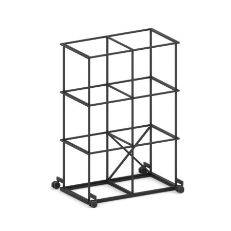 Étagère mobile Saar SM RS 2x3 en acier sur roulettes, finition noire.