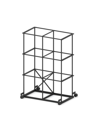 Étagère sur roulettes modulable Saar SM RS 2x3 structure en acier noir.