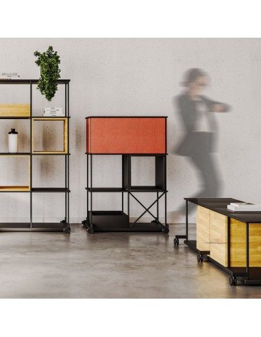 Rayonnage mobile Saar dans un open space moderne à Lausanne.