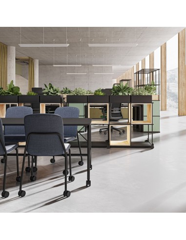 Étagère Saar modulable servant de desserte de documents à Genève.