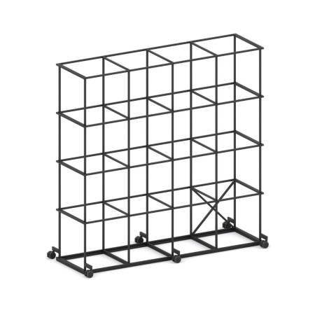 Bibliothèque Saar SM RS 4x4 sur roulettes, structure acier noir.