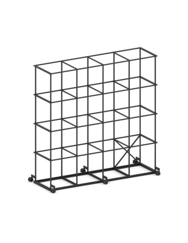 Bibliothèque Saar SM RS 4x4 sur roulettes, structure acier noir.