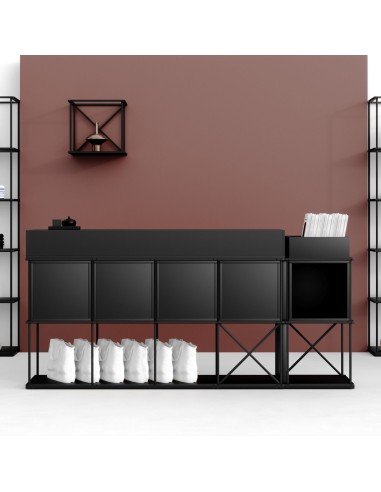 Banque de réception Saar SM CT 5 dans un hall d’accueil d’entreprise à Genève.