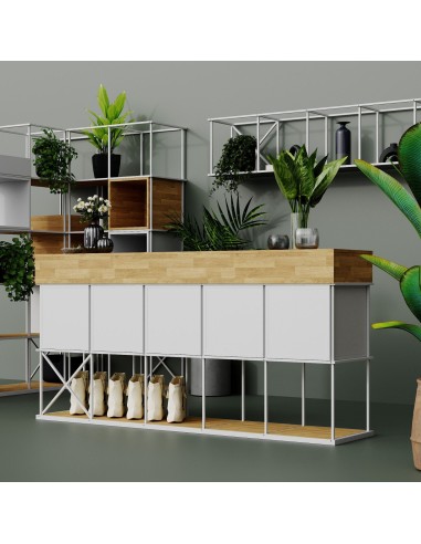 Comptoir d’accueil Saar SM CT 5 dans un espace boutique à Lausanne.