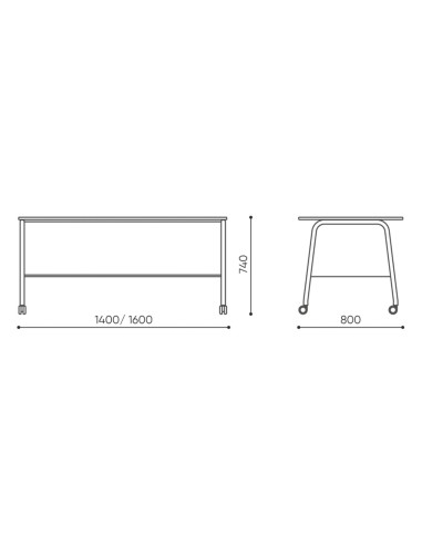 Dimensions table rectangulaire - Spin