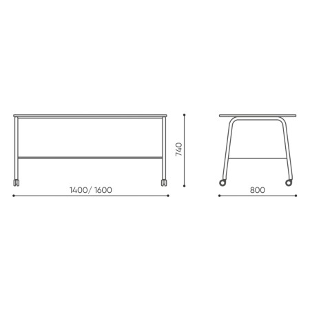 Dimensions table rectangulaire - Spin