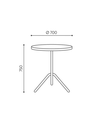 Dimensions table haute ronde extérieure - Tables:out