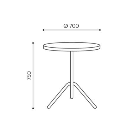 Dimensions table haute ronde extérieure - Tables:out