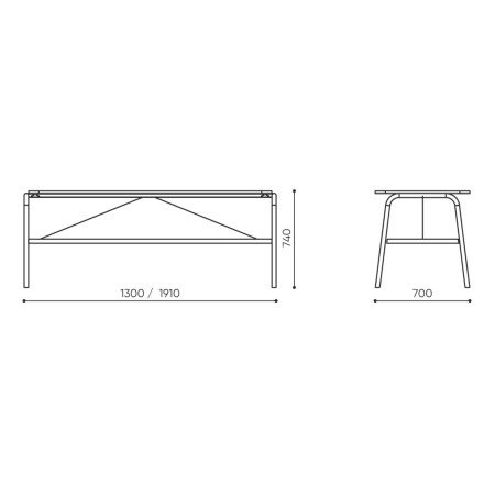 Dimensions table rectangulaire - Spin