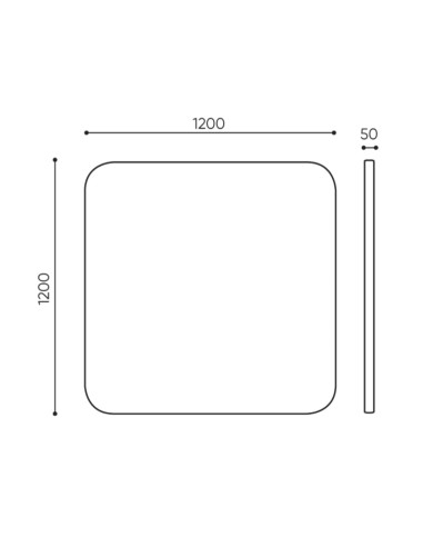 Dimensions panneau mural acoustique angle arrondi - Selva:wall
