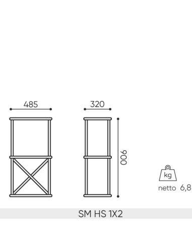 Dimensions Saar Hang étagère 1x2.